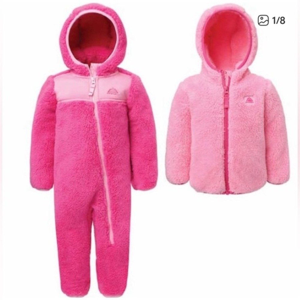 NWT Snozu Infant Pink Fleece Jacket and Snowsuit Set Size 24M